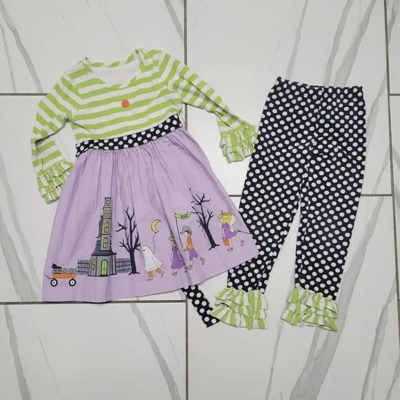 Girls Halloween Elenor Rose Boutique Dress & Leggings Set Trick or Treat