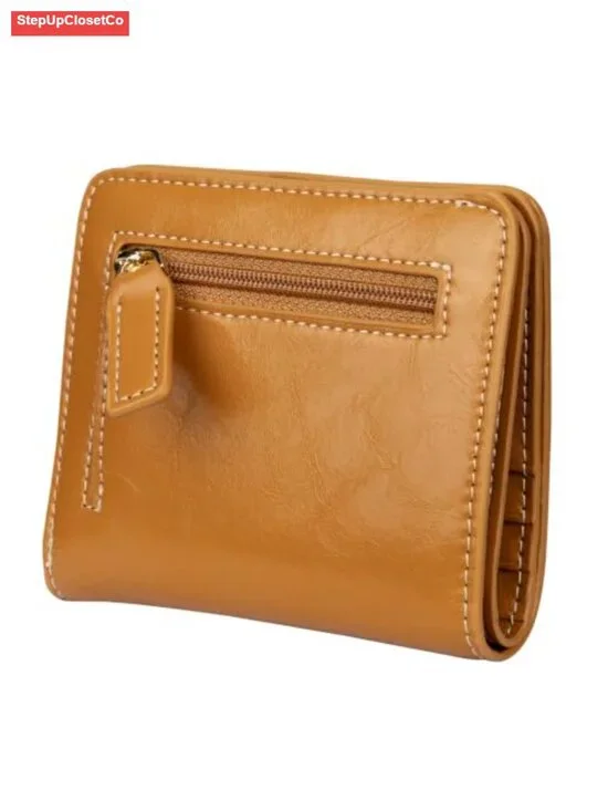 RFID Blocking Small Bifold Leather Wallet with ID Window
