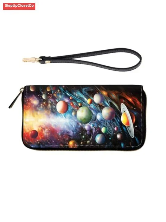 RFID-Blocking Zip-Around Wristlet Wallet with Detachable Strap, Large Capacity