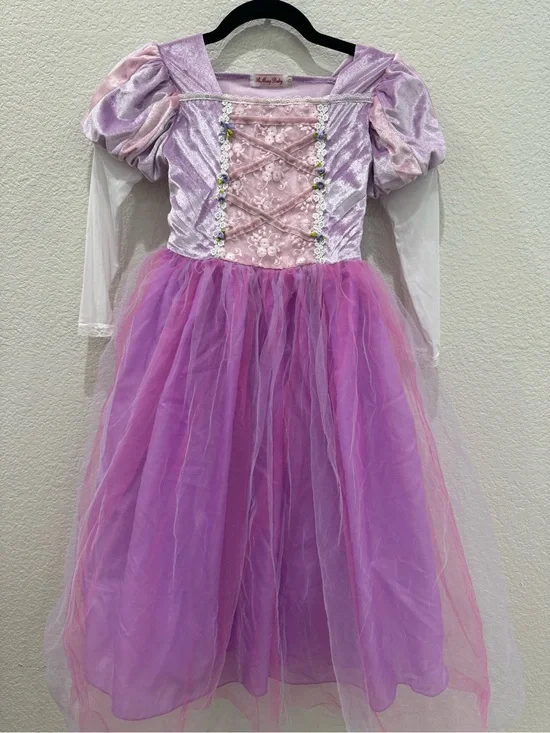 Au Meng Baby Rapunzel Princess Dress Size 150 Purple Pink Tulle Costume
