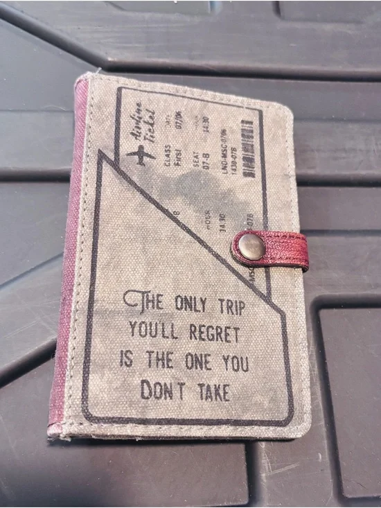 Mona B Canvas Travel Quote Wallet - Gray & Burgundy Accents