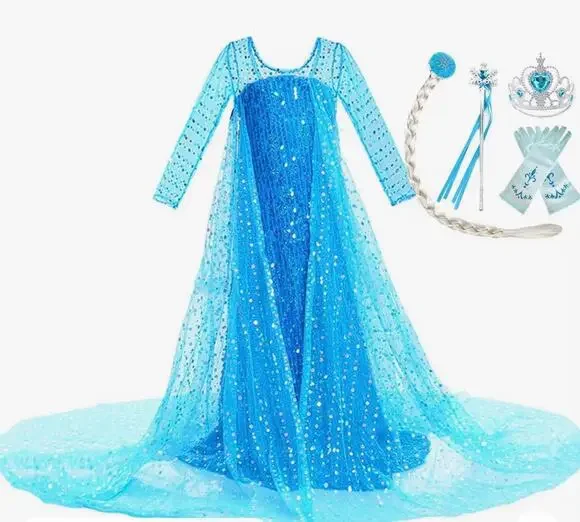 Jerris Apparel Elsa Frozen Costume Set Sz 110 US (4/5) 5-Piece Dress-Up Lot New