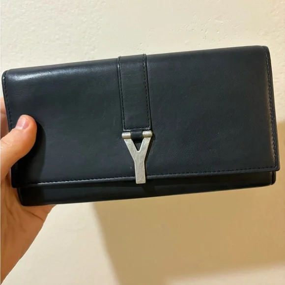 Saint Laurent Black‎ Wallet with Silver Accent
