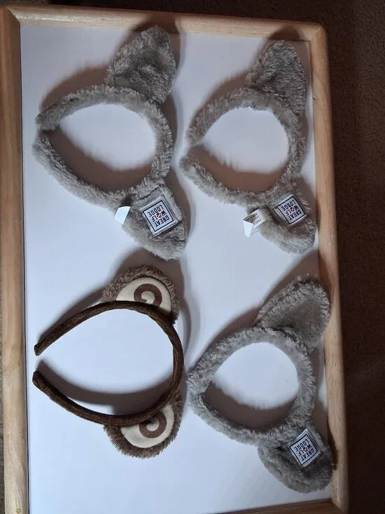 Lot of 3 Great Wolf Lodge Wolf Ears Headband Plush Fuzzy Souvenir + Extra