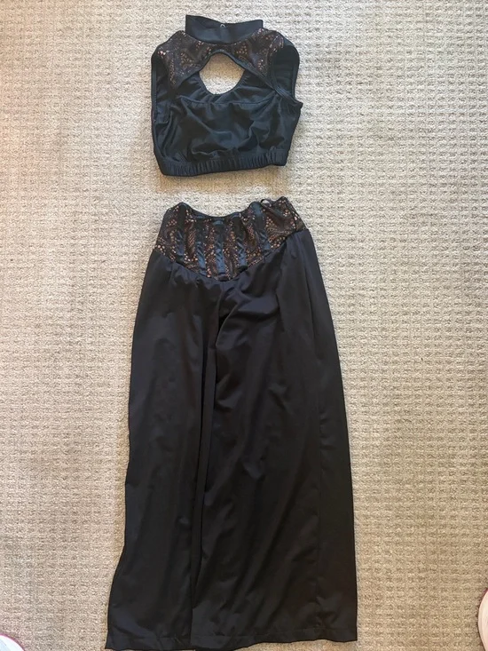 Black with lace pants and crop top dance costume