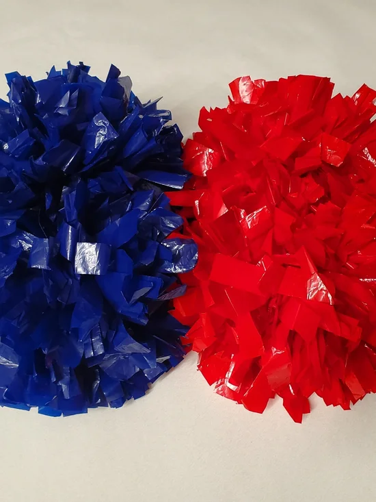 Youth Blue/Red Solid Color Cheerleading Pom Poms