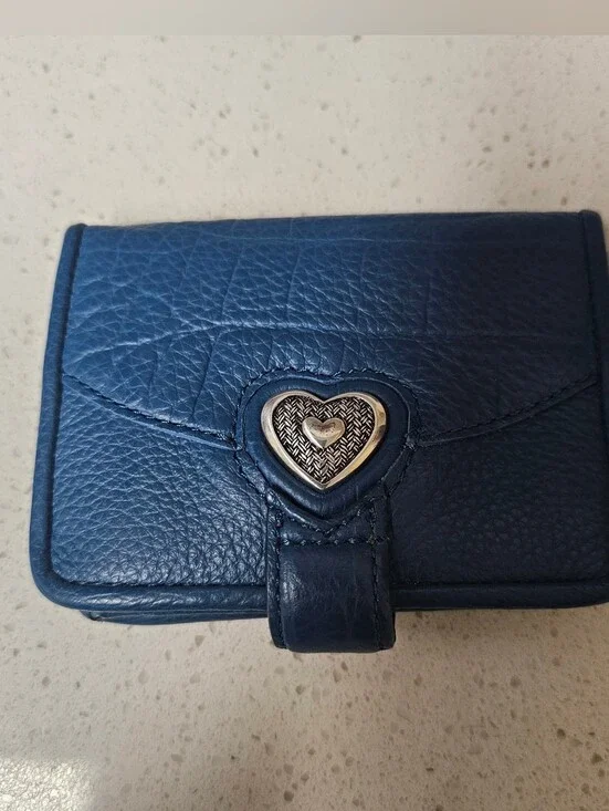 Brighton French Blue Leather Bellissimo Heart Small Wallet