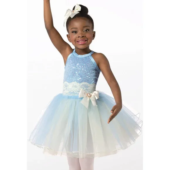 Pre-Owned Dance Costume Weissman 14390 Small Child Blue Dress with Tutu Ballet