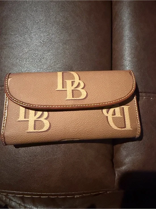 Dooney & Bourke Tan and Brown Monogram Continental Wallet