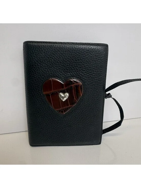 Brighton Leather Bi-Fold Wallet Checkbook Note Pad Large Organizer Planner Heart
