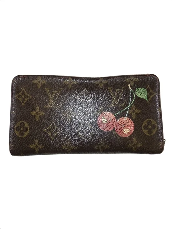 Louis Vuitton x Takashi Murakami Monogram Cerises Zippy Wallet Red Interior 2005