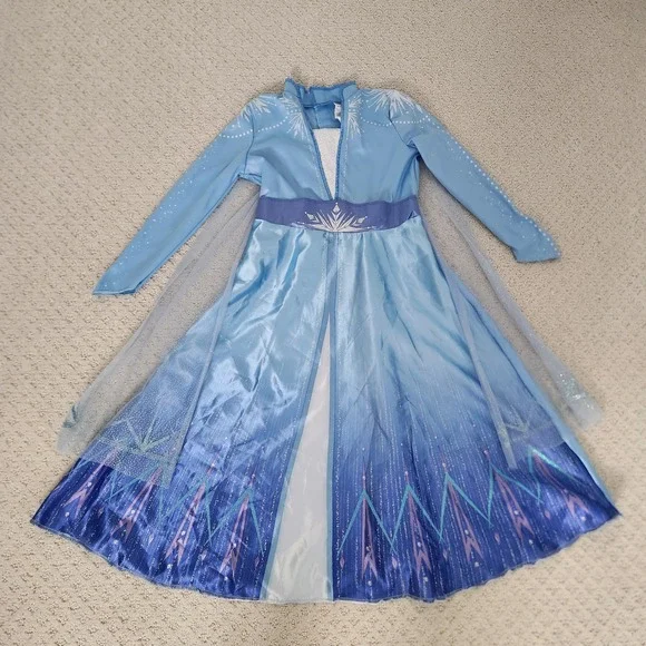 Disney Frozen II Elsa Costume Dress Blue Ombre Long Sleeve Girls Size 7-8