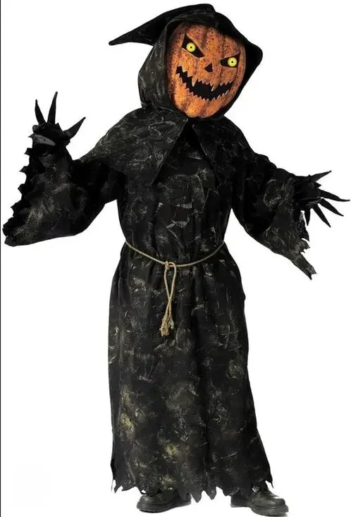 Fun World Bobblehead Pumpkin Child Halloween Costume Boys Size M 8-10 Scary New!