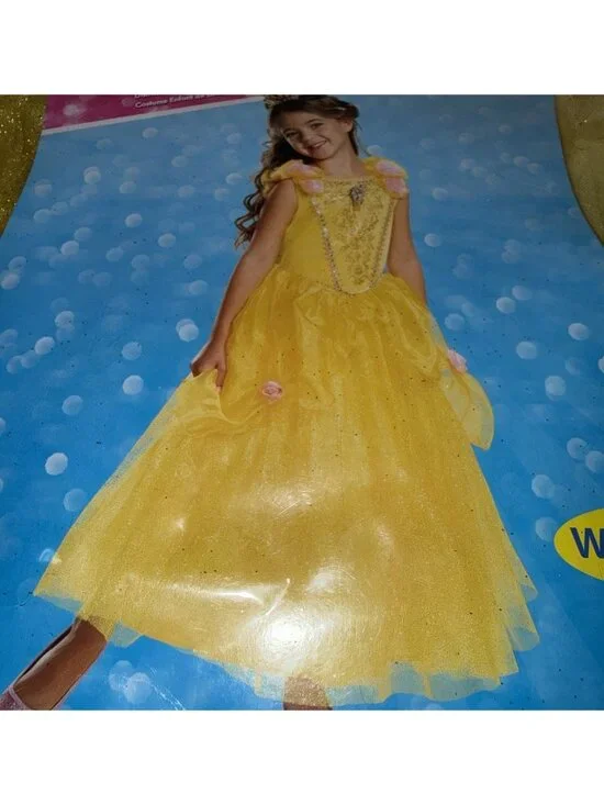 Disney DELUXE BELLE Beauty & the Beast Costume Girls SZ Medium 8-10 Dress Up NEW