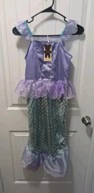 Mermaid Halloween Costume Dress Girls Party Princess Cosplay Ariel Size 8-10 New