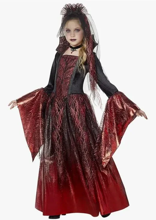 Spirit Halloween Kids Scarlet Enchantress Witch Costume Dress Red Black Size S