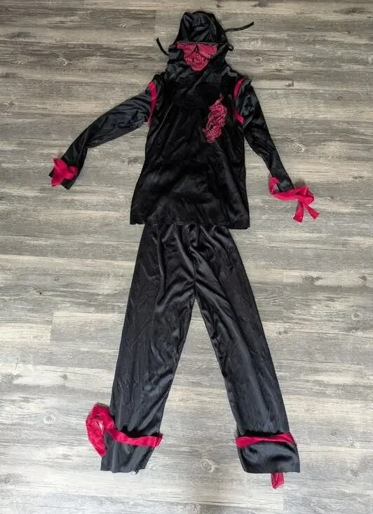 Deadly Red Ninja Halloween Costume Cosplay Boys Size M 8-10