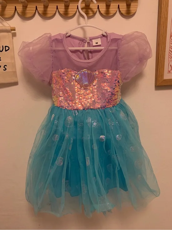 Girls Mermaid Sequin Dress Costume - Pink & Blue