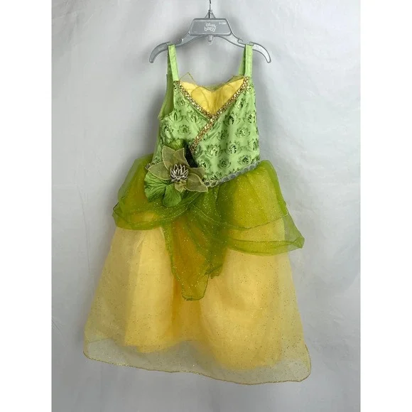 Disney Castle Collection Sz 4 Princess Frog Tiana Costume Dress Up Green‎ Yellow