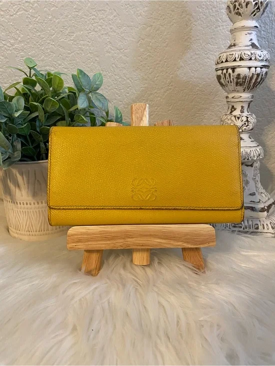 Loewe Yellow Leather Long Snap Wallet