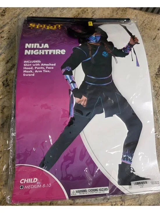 Ninja Nightfire Costume Child M 8-10 Spirit Halloween No Sword READ