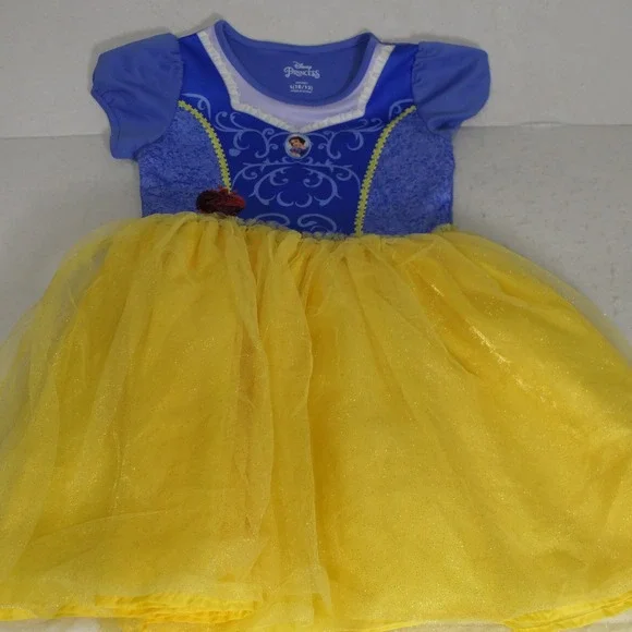 Disney Princess Kids Snow White Dress L 10/12 Blue Yellow Costume Fairytale