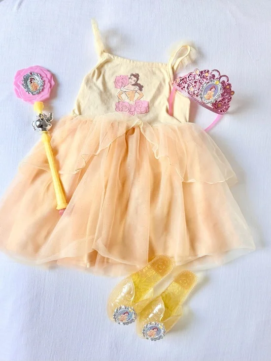Belle Disney Princess dress up and crown accessories 5T set
