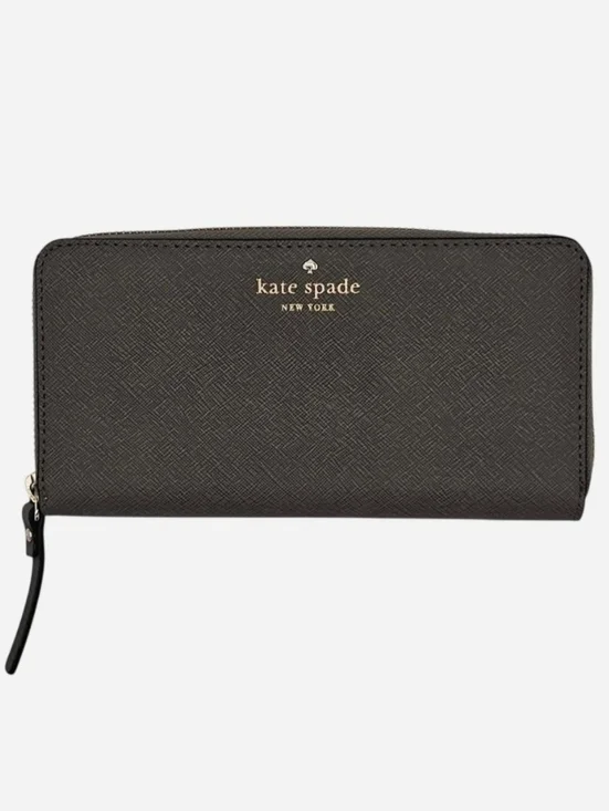 KATE SPADE Dark‎ Gray Saffiano Leather Zip Around Wallet