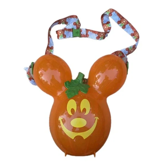 Cute Disney Parks Mickey‎ Mouse Pumpkin Balloon Halloween Popcorn Bucket W/Strap