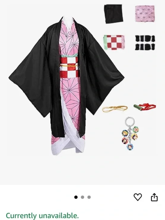 Kids Pink Kimono Costume with Black Haori - Anime Style
