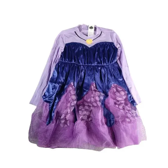 Disney Villains Ursula Costume Girls Small (Size 6) Purple Dress Halloween NWOT
