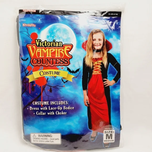 Kangaroo Victorian Vampire Countess Halloween Costume Girls Size M