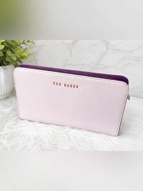 Ted Baker Leather Hanging Garden Continental Wallet Lavender & Purple BEAUTIFUL!