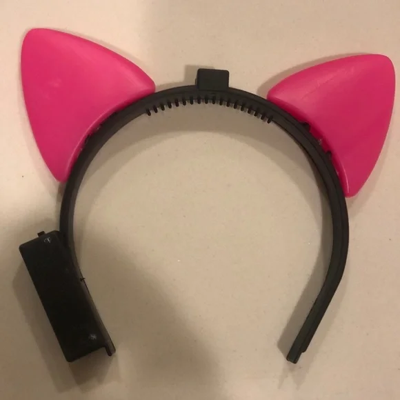 Pink and Black Light Up Glow Cat Ear Head Band