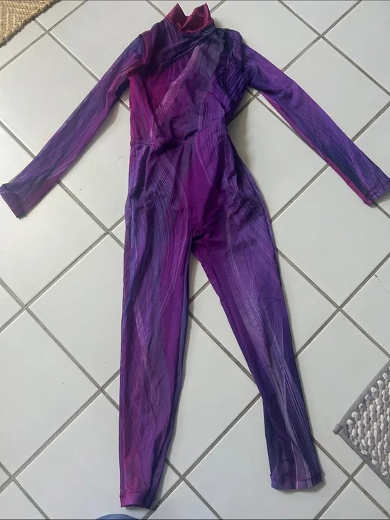 Weissman Purple and Pink Ombre Long-Sleeve Dance Jumpsuit