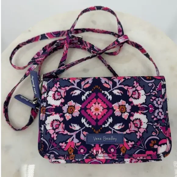 Vera Bradley Magenta Medallion RFID 3-in-1 Crossbody Wallet