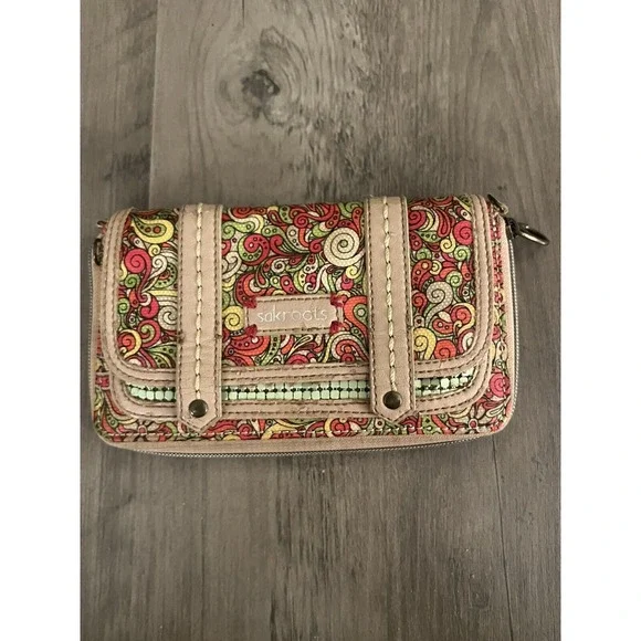 Vintage Sakroots Womens Wallet Peace Hippie Boho Design Good Condition Some Wear