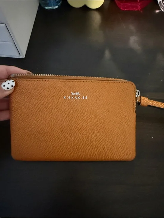 Coach Orange Leather Zip Wristlet