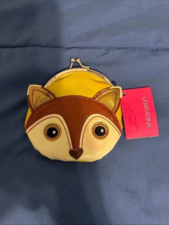 Xhilaration VINTAGE 2012 Yellow & Brown Fox Coin Purse