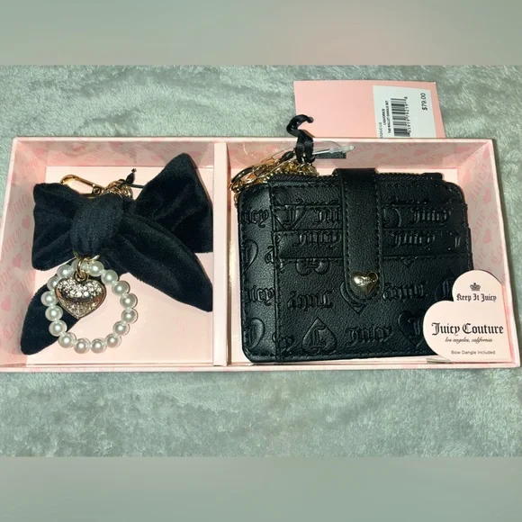 Juicy Couture Key Holder Card Wallet TAB WALLET DANGLE SET LIQUORICE
