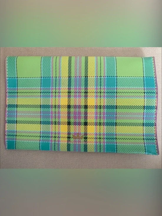 Vibrant Green & Teal Plaid Continental Wallet