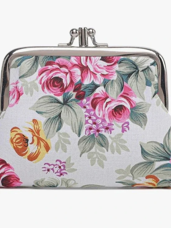 💙 2 For $40 Vintage Floral Kiss Lock Coin Purse Pocket Change Pouch