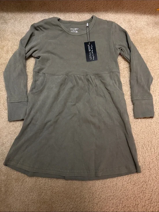 Little Bipsy Olive Green Long-Sleeve Knit Pull-On Dress