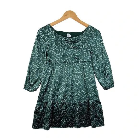 Abercrombie & Fitch Girls Dress Silky Green Long Sleeve‎ Size 11/12
