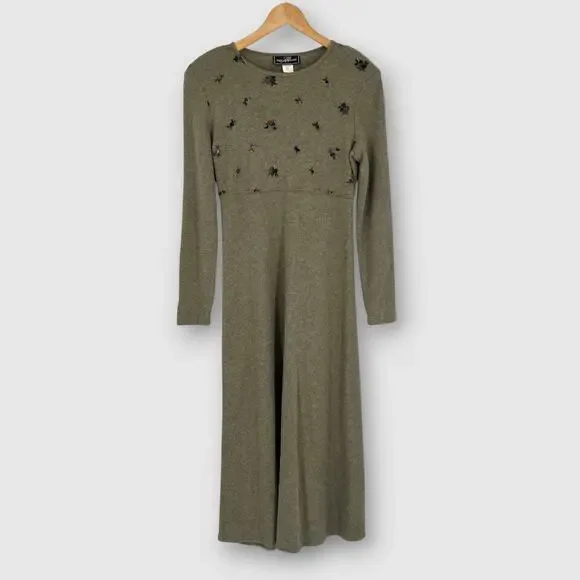 Vintage Molly Malloy Floral Long Sleeve Sweater Maxi Dress Size 8