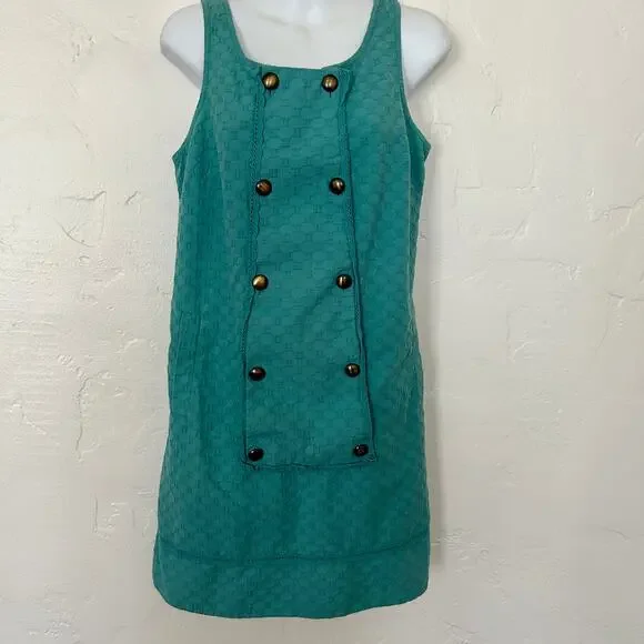 Maeve Anthropologie Carrillo Textured Shift Dress size 8 Teal Blue