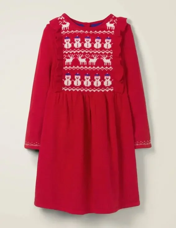 Mini Boden Girls' Christmas Fair Isle Knit Wool Dress 7-8Y