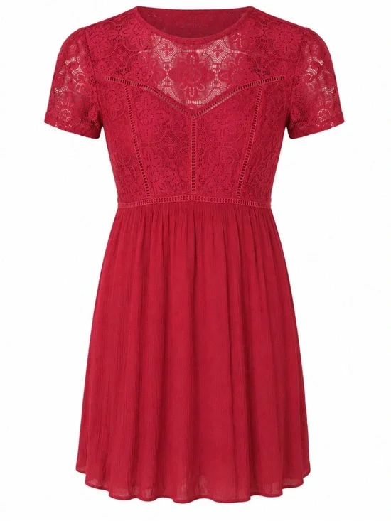 Abercrombie & Fitch Red Lace Fit & Flare Dress Size S Back Cutout Boho