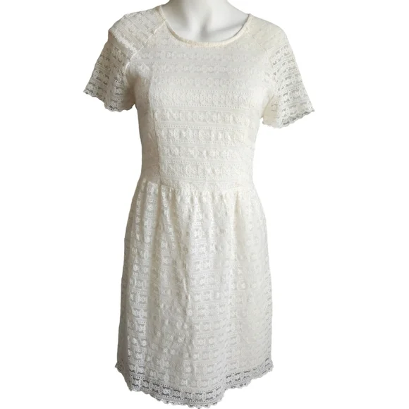 Free People Womens White Lace Overlay‎ Sz 6 Feminine Fairy