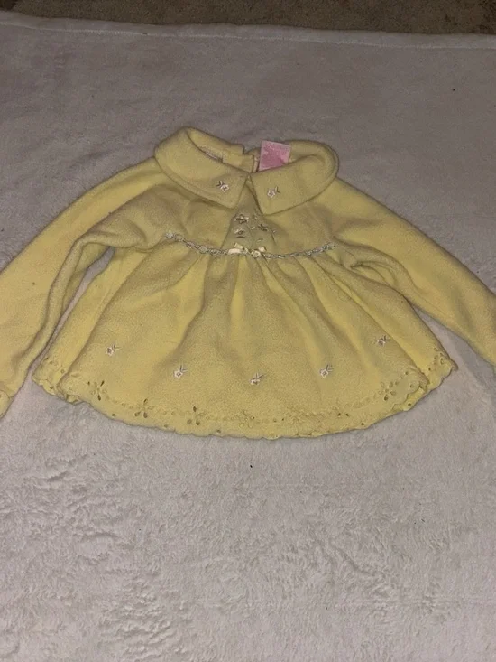 Girls Yellow Floral-Embroidered Fleece Puffer Dress